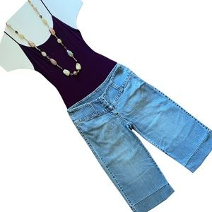 Blue Asphalt Hipster -Low Rise Capri Jeans , Womens Denim Capri Low Rise Jeans